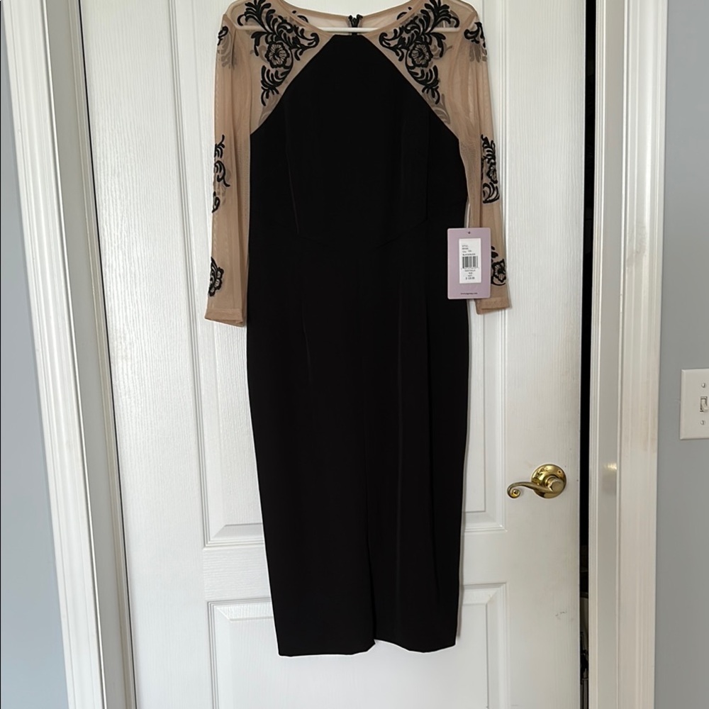 JS Collections Black Sequin Embellished Sheath Dress
